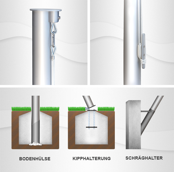 8m hoher zylindr. Aluminium-Fahnenmast, Ø=75mm, ( Z75-8 )