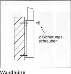 Wandhülse aus Stahl für Masten mit Ø 75mm, mit Distanz 200mm