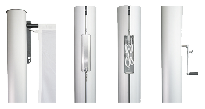 6m hoher elliptischer drehbarer Mast, EA-K100K-6, Kurbelhissvorrichtung, Auslegerstange/Galgen