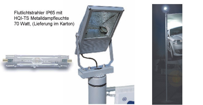 Flutlichtstrahler IP65 mit HQITS Metalldampfleute 70 Watt