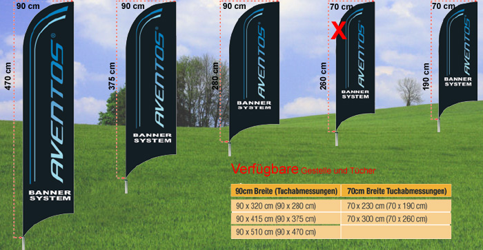 1 Beachflag Rahmen 70 x 314 cm (Segel 70 x 285 cm)