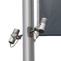 Two LED spotlights, opposite each other on the pole shaft