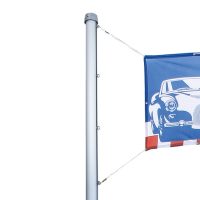 Transparency pole with banner stretched