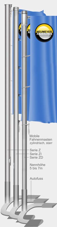 Mobiler Fahnenmast aus Aluminium (Z75) 5m