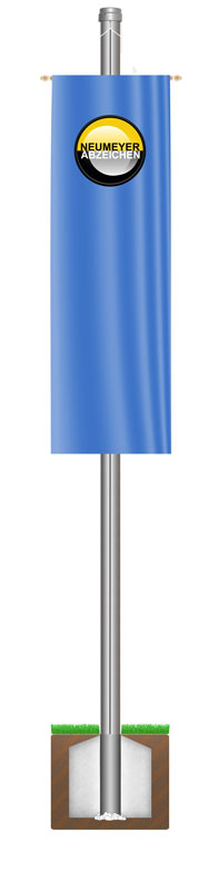 6m hoher zylindr. Aluminium-Fahnenmast,  ZI90, Ø=90mm, Innenseilführung