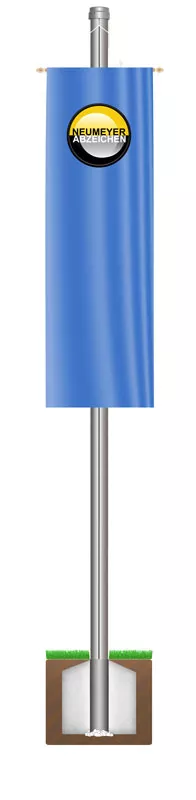 7m hoher zylindr. Aluminium-Fahnenmast, ZI75K, Ø=75mm, Innenseilführung, Kurbelantrieb